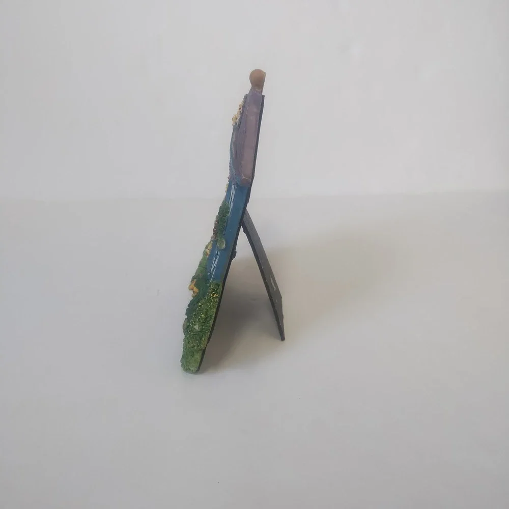 Gazebo Garden Photo Frame 3.5x5 Blue 3D Resin Cat Floral Cottagecore
